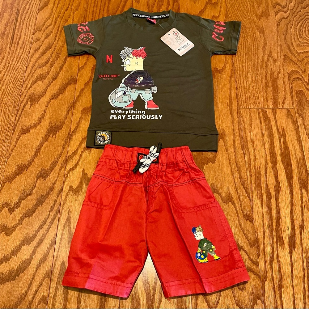 NWT Kids Graphic Tee and Shorts Set